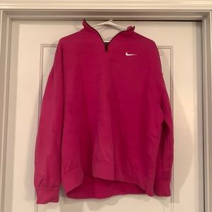 NIKE pink club fleece oversized fit 1/4 zip